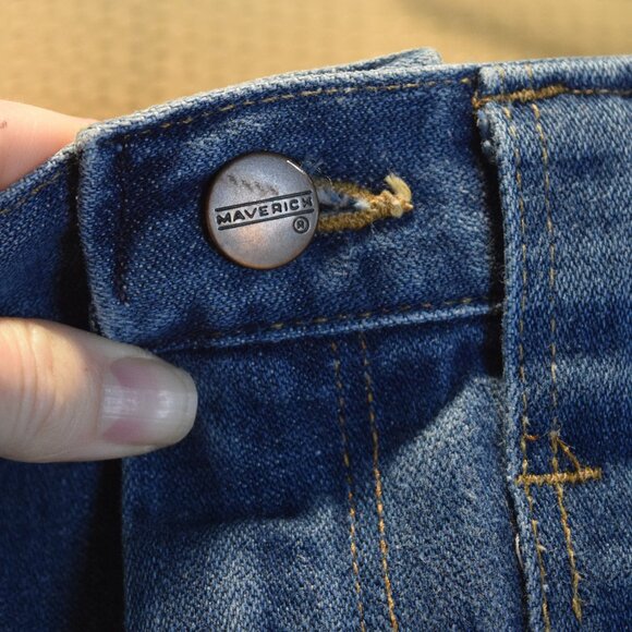 1970s MAVERICK Vintage Mens Jeans 32x 36 Disco Wide Leg Flare Denim EXCELLENT - Picture 5 of 15